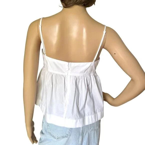 J Crew White Babydoll Cami Top Cotton Peplum Blouse Size Small Adjustable Straps - Picture 2 of 11